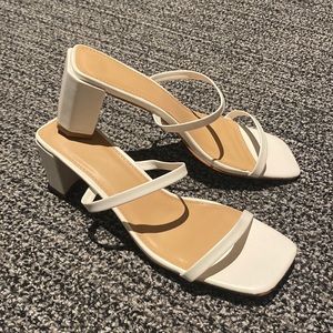 White strappy heels (NEVER WORN)